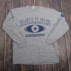 Dallas Cowboys Shirt Mens Medium Gray True Fan Long Sleeve NFL Football Tee